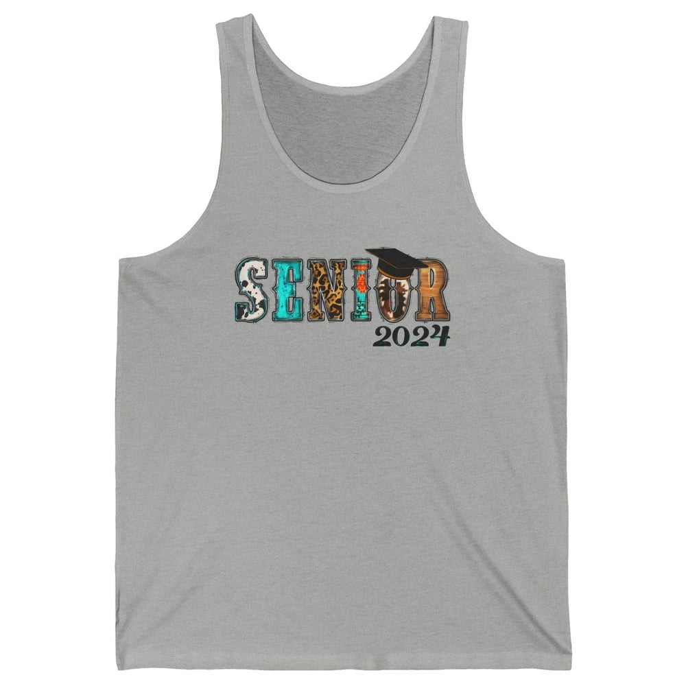 Sunflower Leopard Senior 2024 Graduate Bachelor Western Grad Unisex Jersey Tank