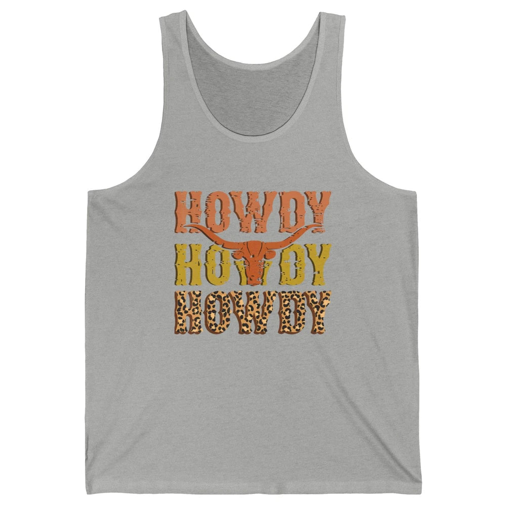 Western Country Bull Horn Rodeo Howdy Cowboy Leopard Cowhide Unisex Jersey Tank