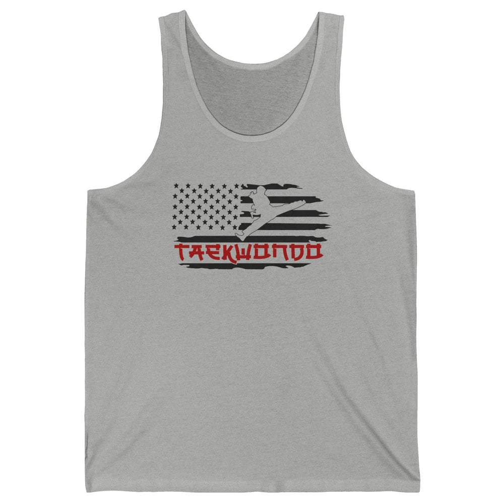 Taekwondo American Flag Karate Girl Boy Martial Art Gift Unisex Jersey Tank