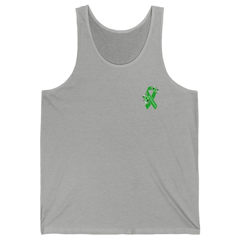 Scoliosis Awareness Support Floral Green Ribbon Pocket Size Unisex Jersey Tank