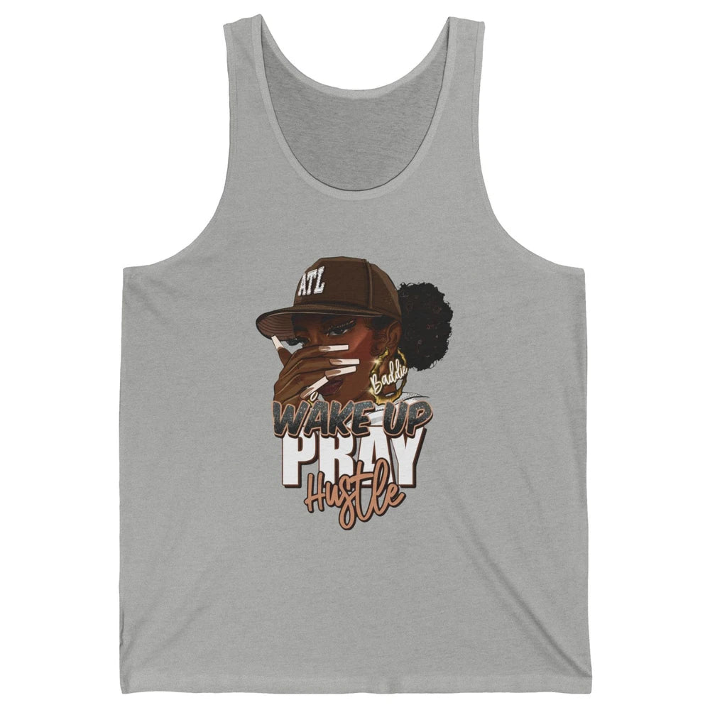 Afro Woman Wake Up Pray Hustle Inspirational Black Women Unisex Jersey Tank