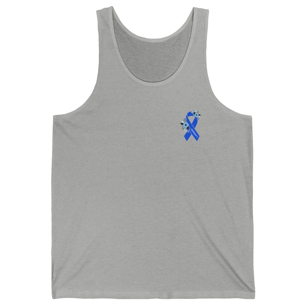 We Wear Blue Angelmans Syndrome Awareness Floral Blue Ribbon Unisex Jersey Tank