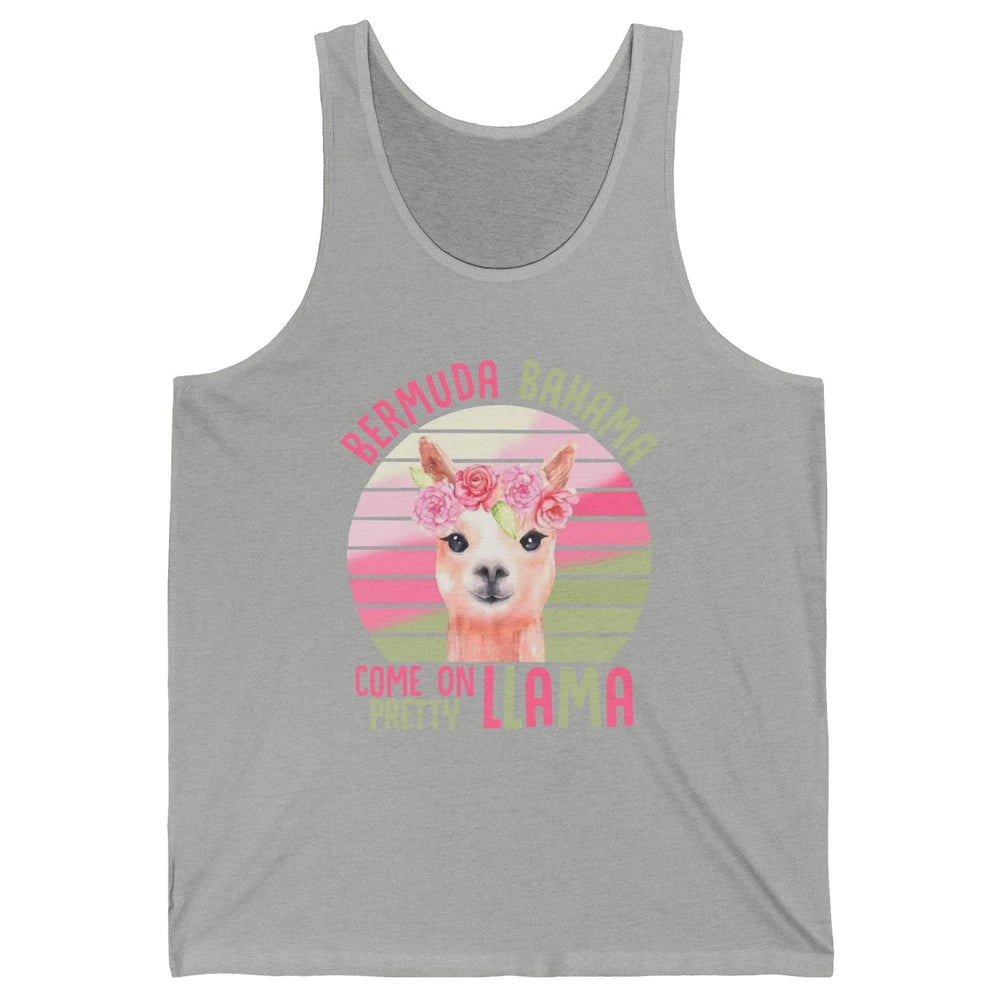 Vintage Cute Llama Bermuda Bahama Come On Pretty Llama Lover Unisex Jersey Tank