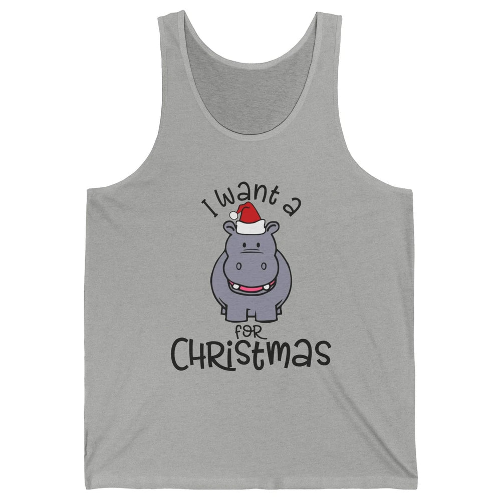 Funny I Want A Hippopotamus For Christmas Tree Hippo Santa Unisex Jersey Tank