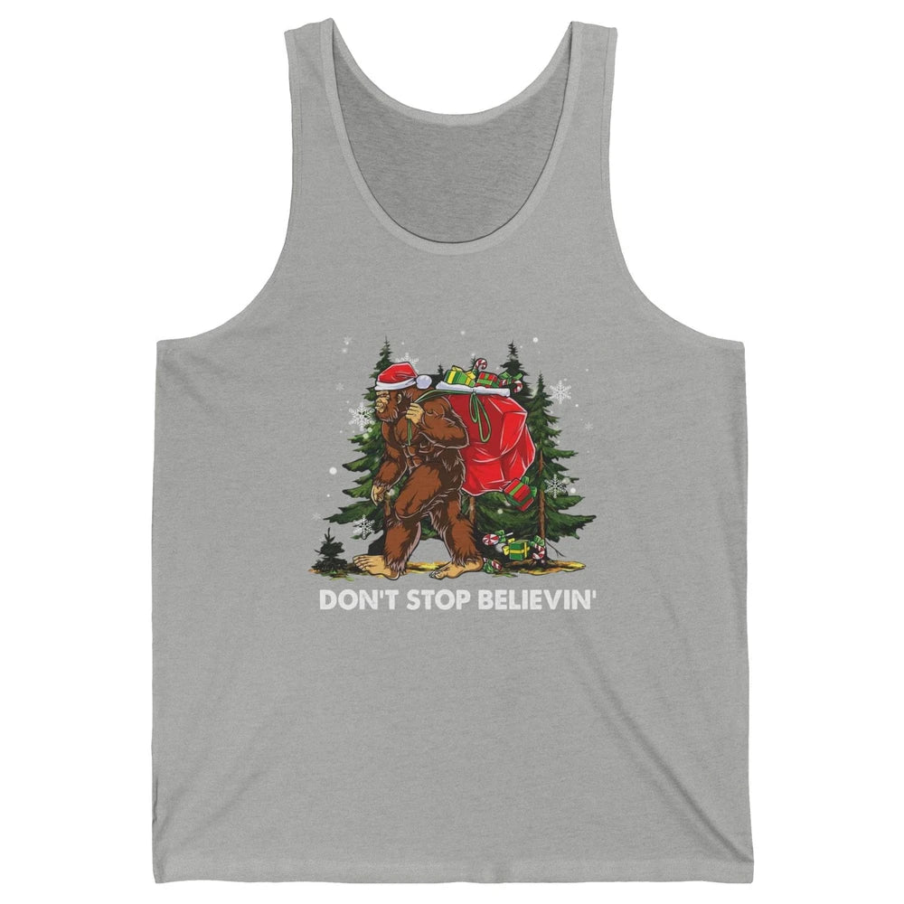 Funny Santa Bigfoot Don’t Stop Believing Christmas Tree Gift Unisex Jersey Tank