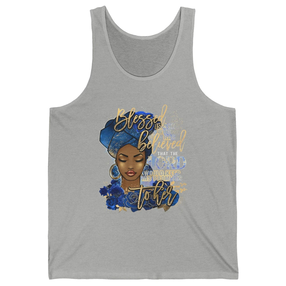 Black Woman Blessed Is She Who Believed God Christian Unisex Jersey Tank