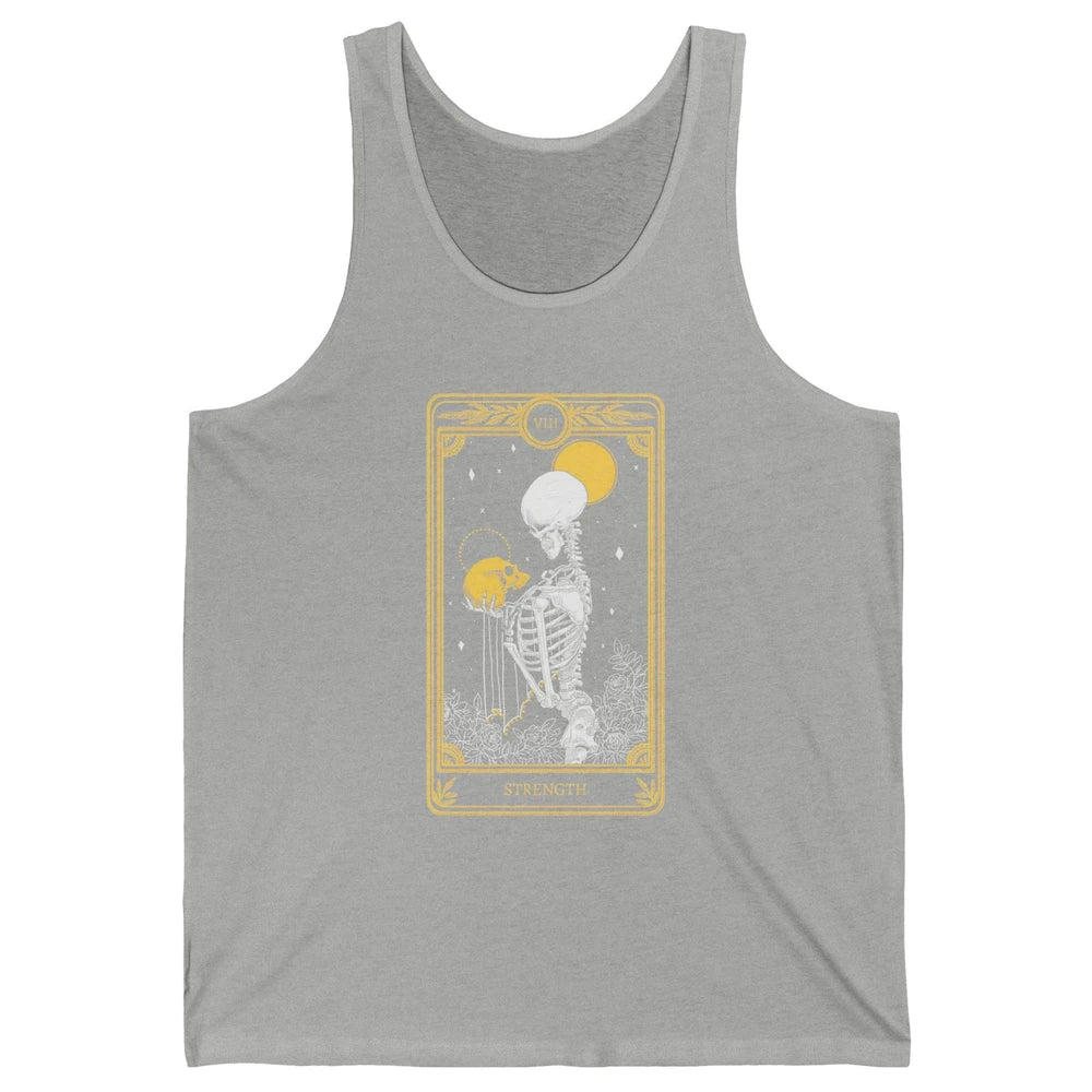 Retro Skeleton Holding Skull Strength Tarot Card Halloween Unisex Jersey Tank