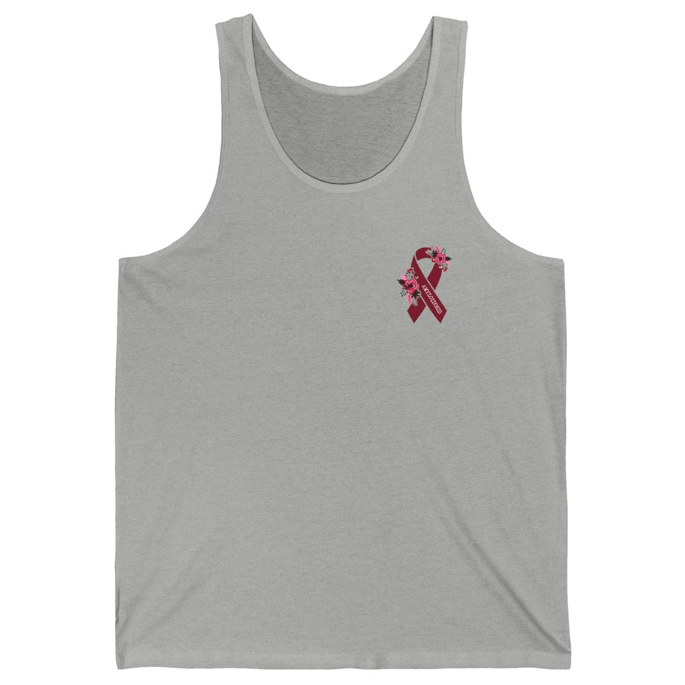 Amyloidosis Awareness Floral Burgundy Ribbon Rainbow Unisex Jersey Tank