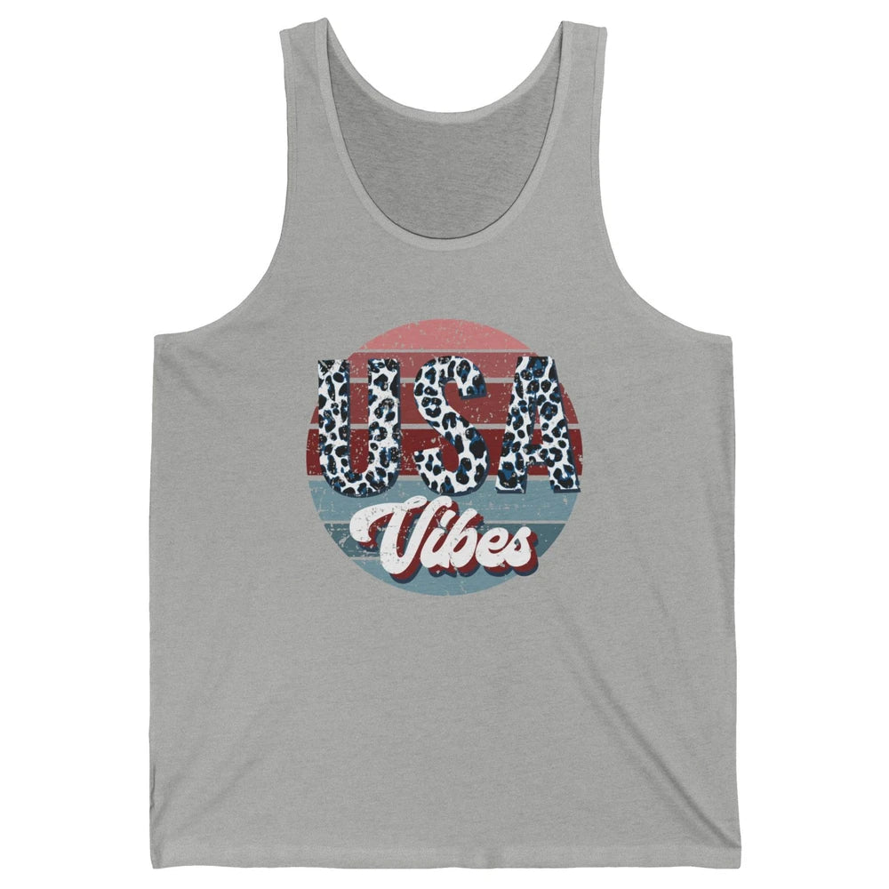 Vintage USA Vibes Leopard Patriots Independence Day Gift Unisex Jersey Tank