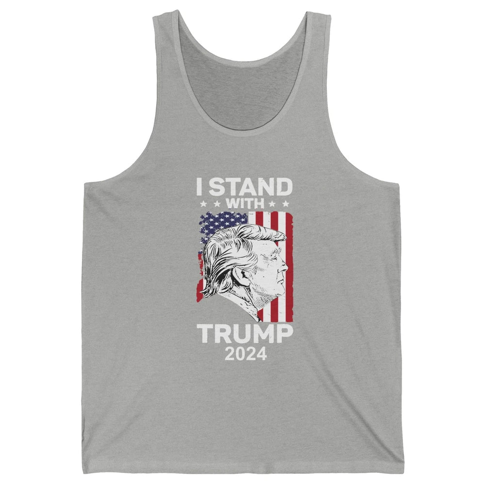 Retro US Flag I Stand With Trump President Trump Return 2024 Unisex Jersey Tank