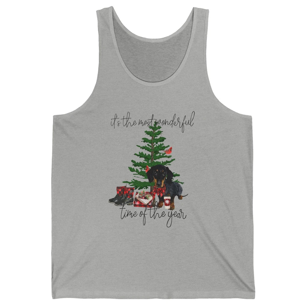 Dachshund Christmas Tree The Most Wonderful Time Of The Year Unisex Jersey Tank