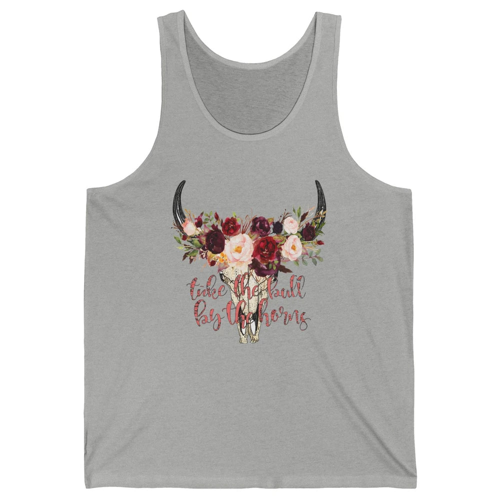 Boho Bull Skull Take The Bull By The Horns Western Country Unisex Jersey Tank