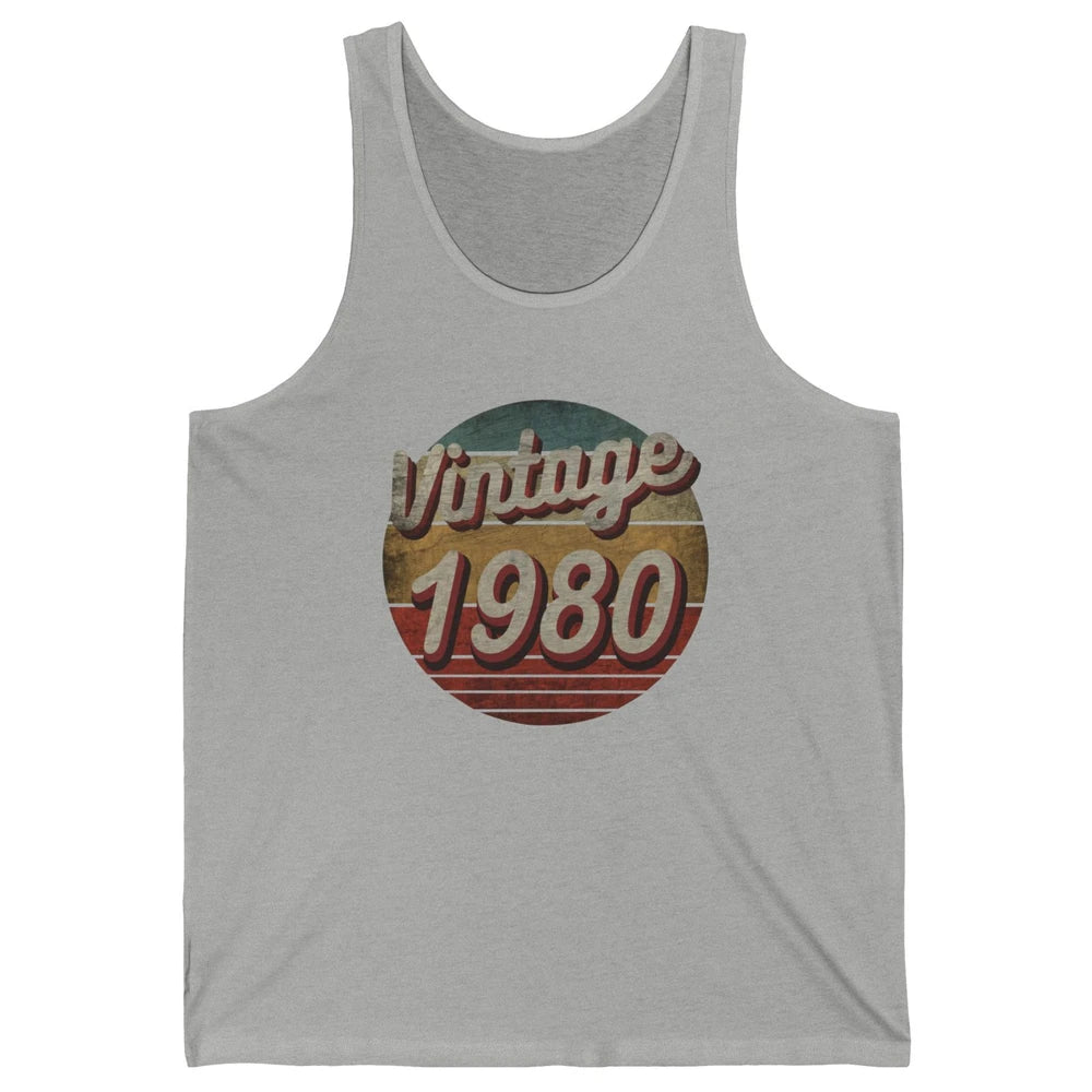 Retro Vintage 1980 Men Women Birthday Gift Born In 1980s Unisex Jersey Tank