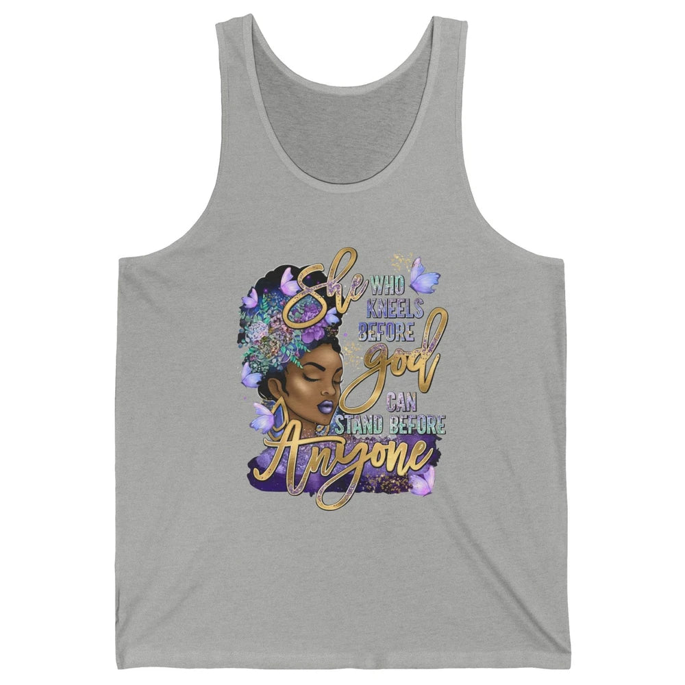 Black Girl She Who Kneels Before God Christian Afro Women Unisex Jersey Tank