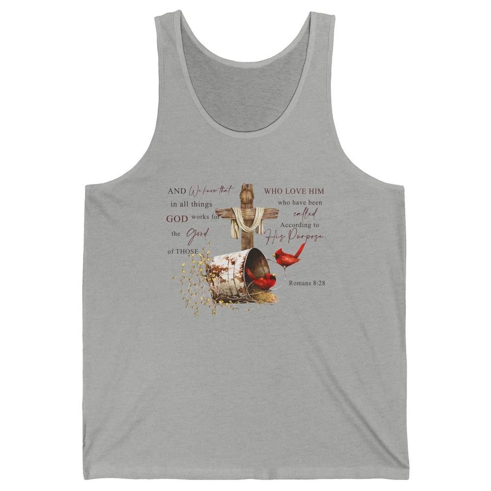 Cardinals Jesus Cross God Works For The Good Christian Gift Unisex Jersey Tank