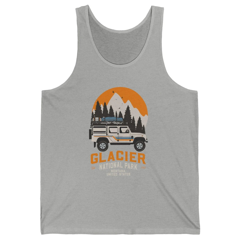 Vintage Glacier National Park Montana Road Trip Camping Unisex Jersey Tank