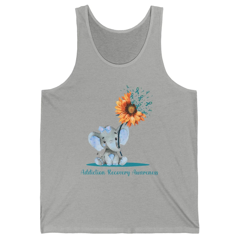 Addiction Recovery Awareness Teal Ribbon Baby Elephant Daisy Unisex Jersey Tank