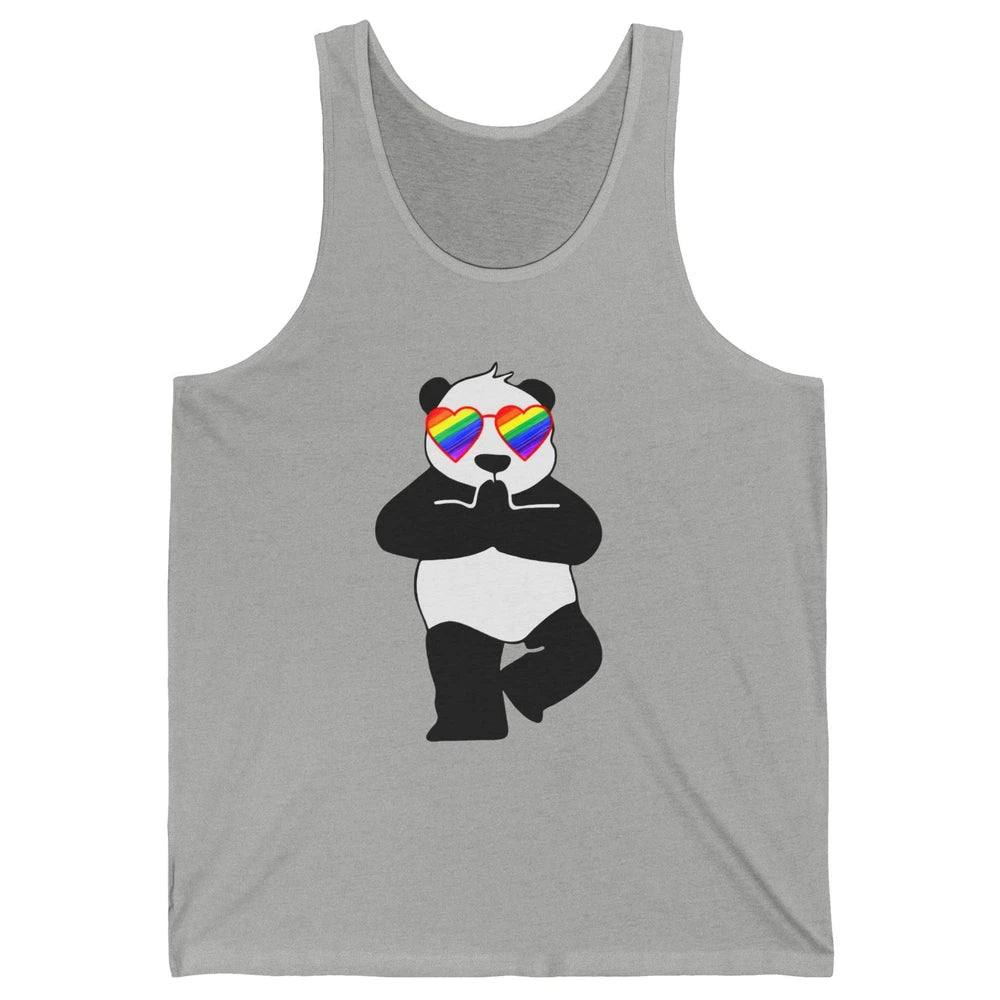 Yoga Panda LGBT Gay Pride Month Rainbow Sunglasses Love Unisex Jersey Tank