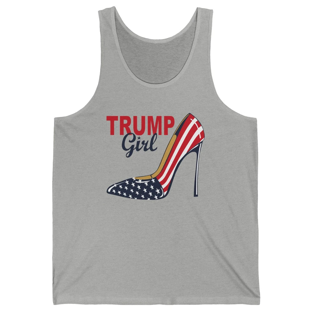 Trump Girl American Flag High Heels Republican Trump Support Unisex Jersey Tank