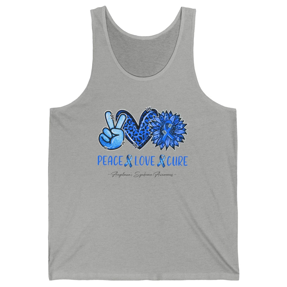 Angelman's Syndrome Blue Ribbon Peace Love Cure Sunflower Unisex Jersey Tank