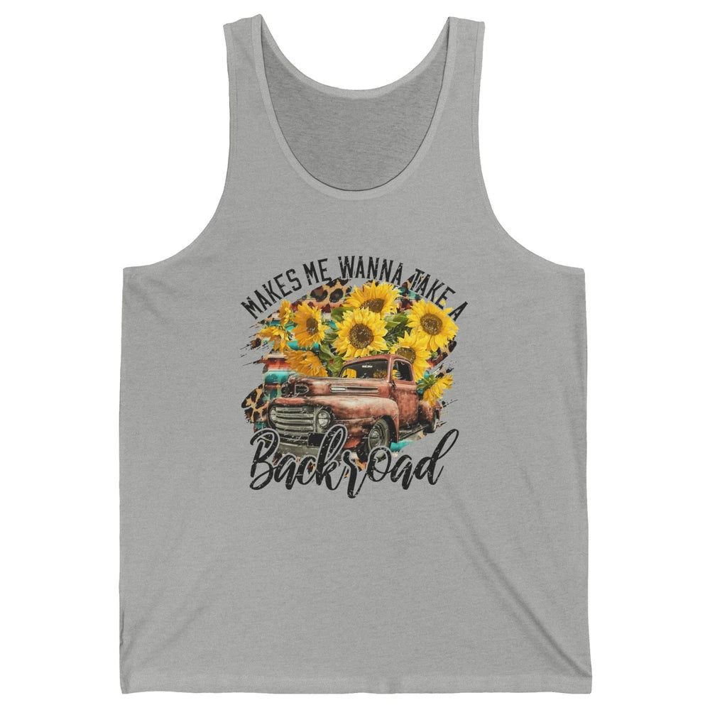 Retro Sunflower Truck Makes Me Wanna Take a Backroad Western Unisex Jersey Tank