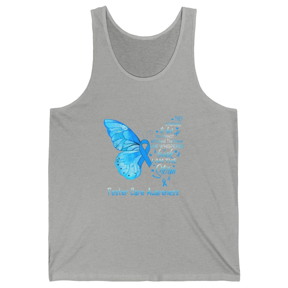 Butterfly Storm Warrior Foster Care Awareness Blue Ribbon Unisex Jersey Tank