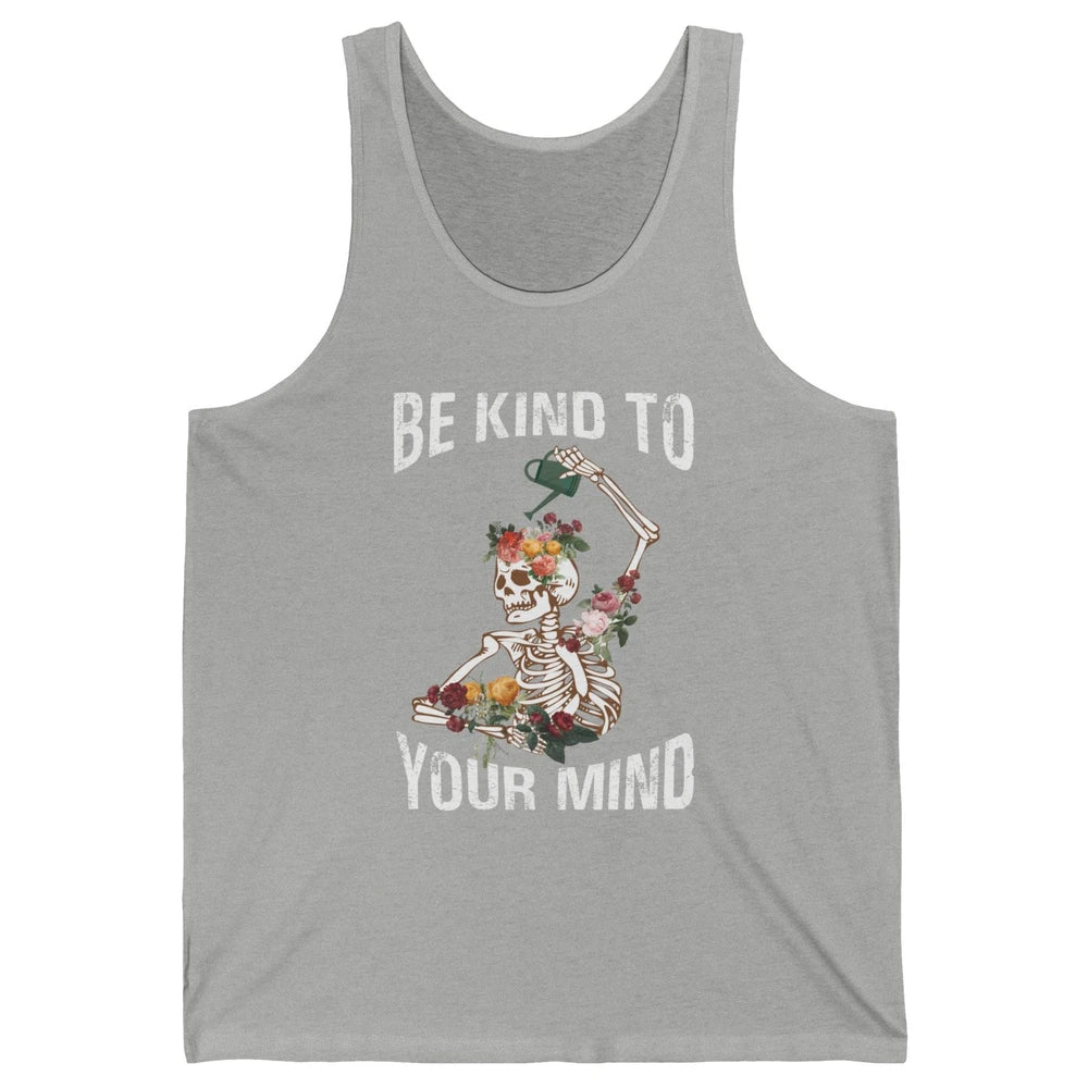 Be Kind Skull Retro Floral Skeleton Motivation Positive Mind Unisex Jersey Tank