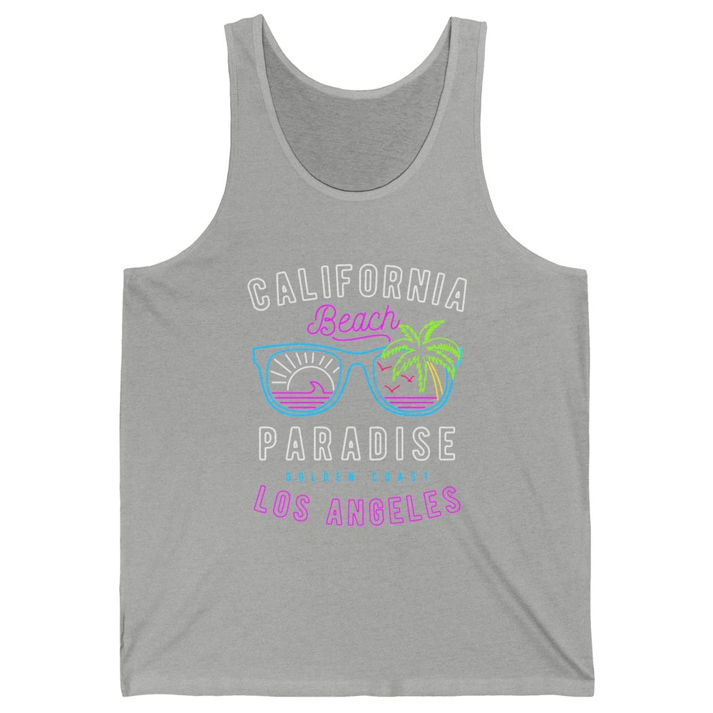 California Beach Paradise Los Angeles Golden Coast Neon 80s Unisex Jersey Tank