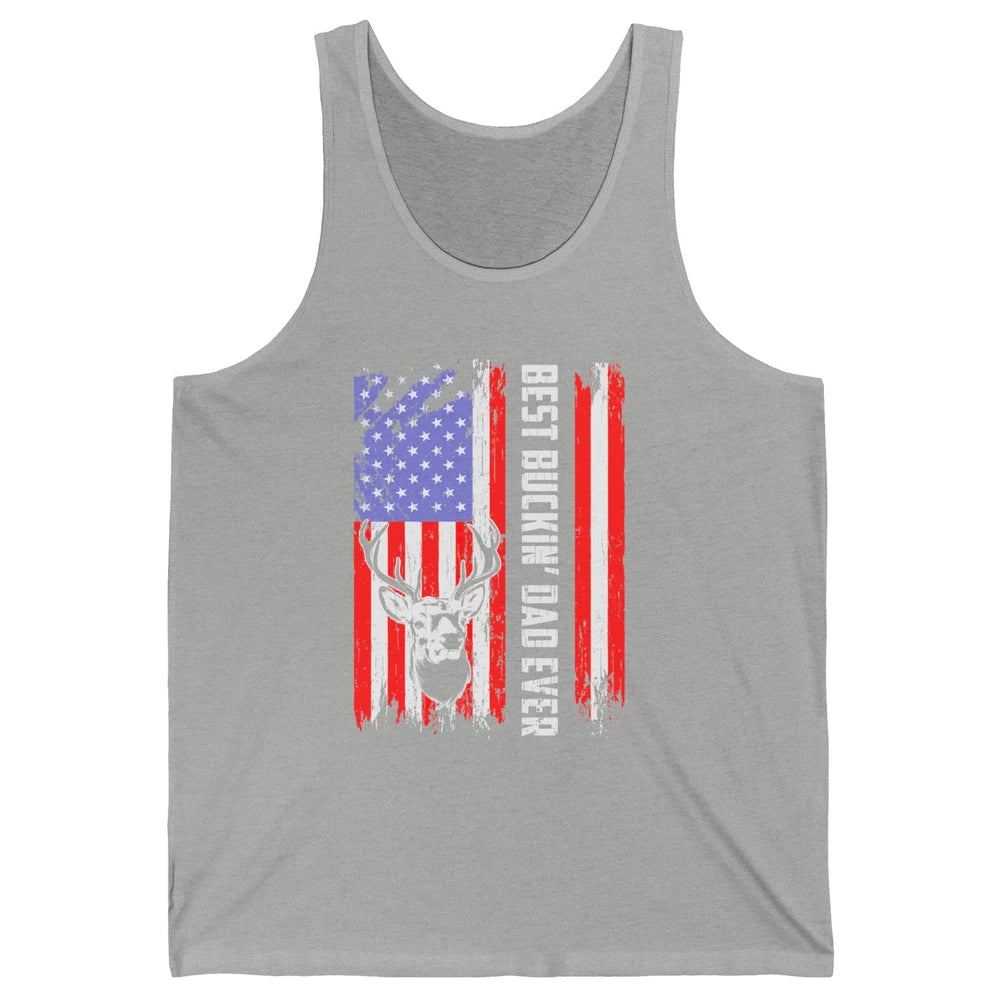 Best Buckin Dad Ever Deer Hunting Bucking US Flag Unisex Jersey Tank