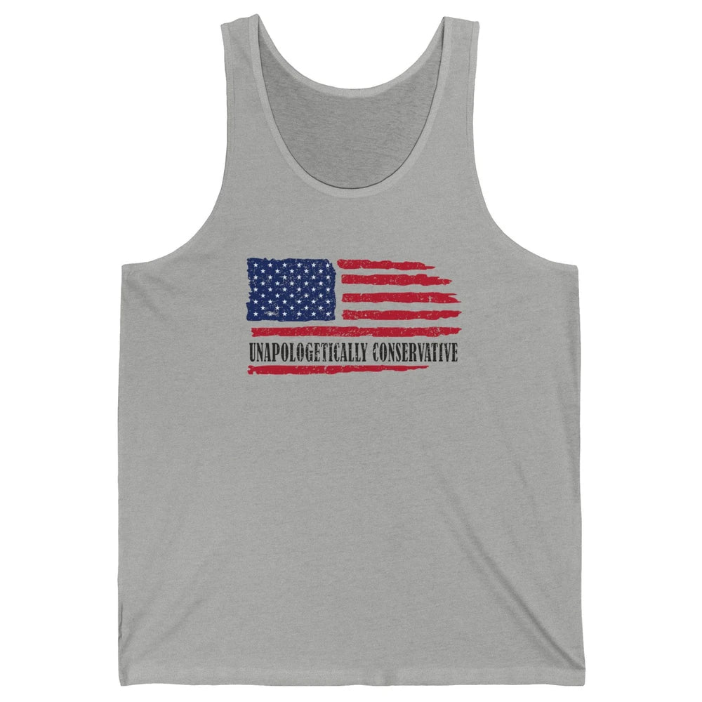 US Flag Unapologetically Conservative July 4th US Patriots Unisex Jersey Tank