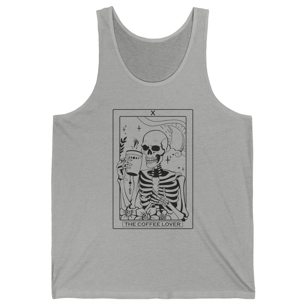 The Coffee Lover Skeleton Tarot Card Floral Goth Halloween Unisex Jersey Tank