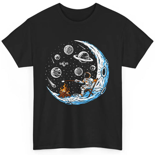 Funny Astronaut On The Moon Camping Campfire Space Lovers Classic Unisex T-Shirt