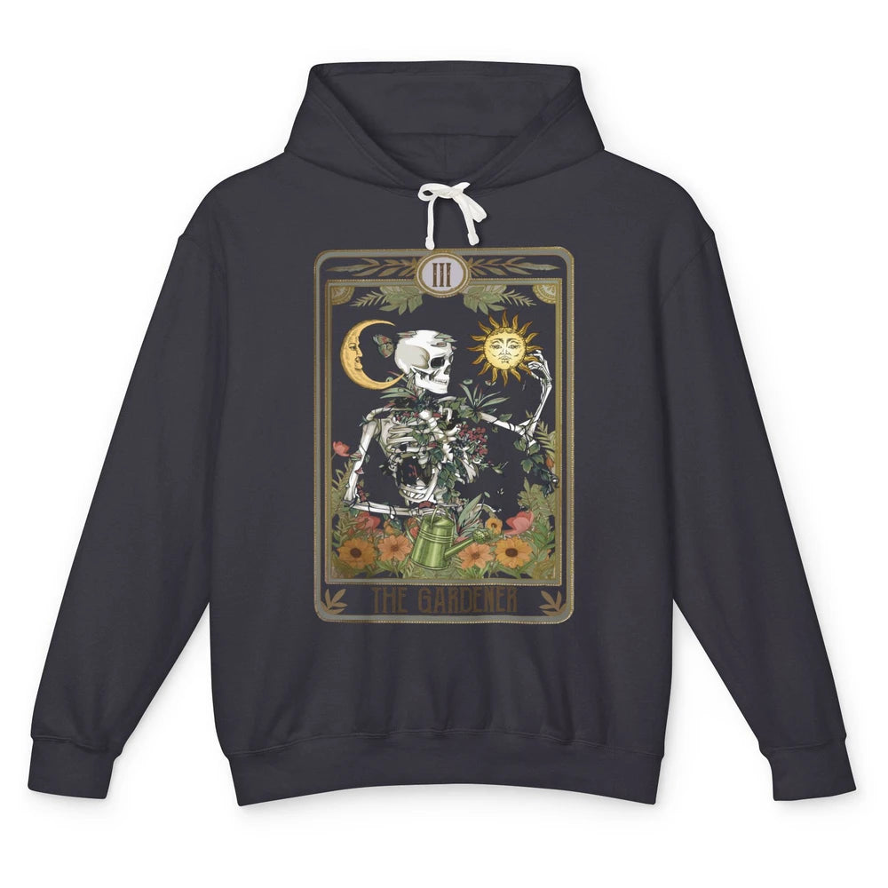 Floral Skeleton Gardening Tarot The Gardener Plant Lovers Unisex Lightweight Hoodie