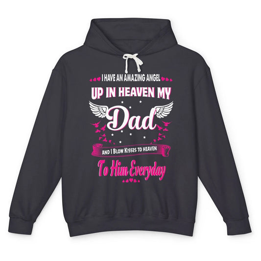 Heaven Beautiful Dad In Heaven Angel Wings Father Guardian Unisex Lightweight Hoodie