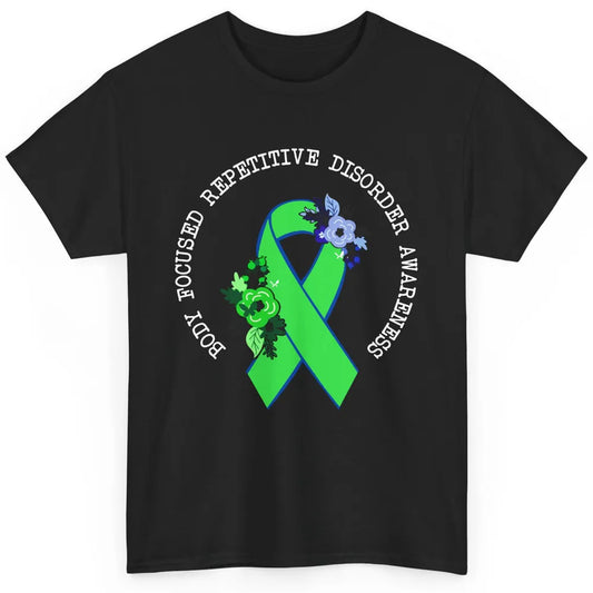 Body Focused Repetitive Disorder BFRB Floral Green Ribbon Classic Unisex T-Shirt