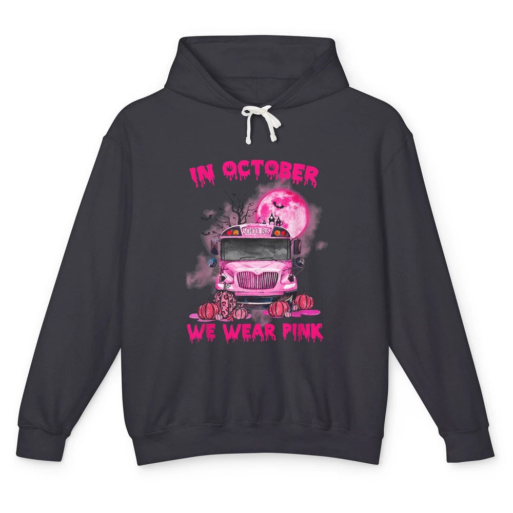 School Bus Driver Wear Pink Ribbon Breast Cancer Awareness Unisex Lightweight Hoodie