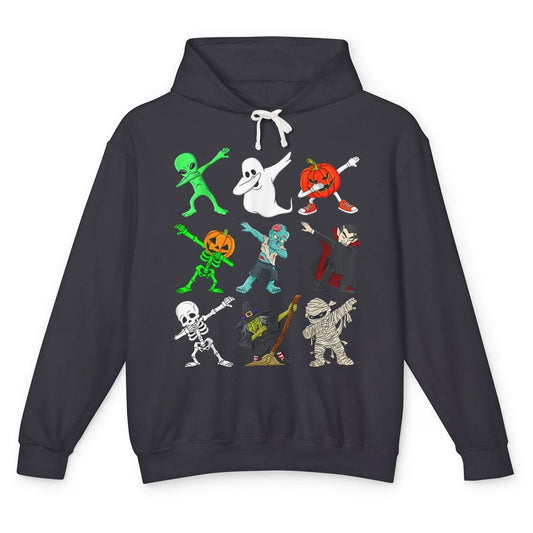 Funny Dabbing Skeleton Witch Monster Halloween Spooky Party Unisex Lightweight Hoodie