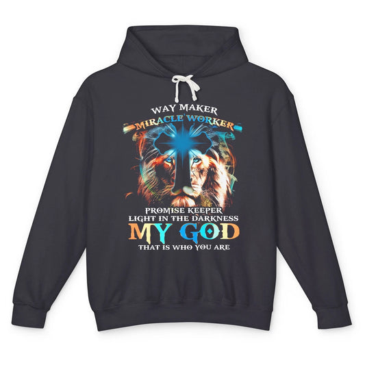 Lion Of Judah Waymaker Miracle Worker Christian Religious Unisex Lightweight Hoodie