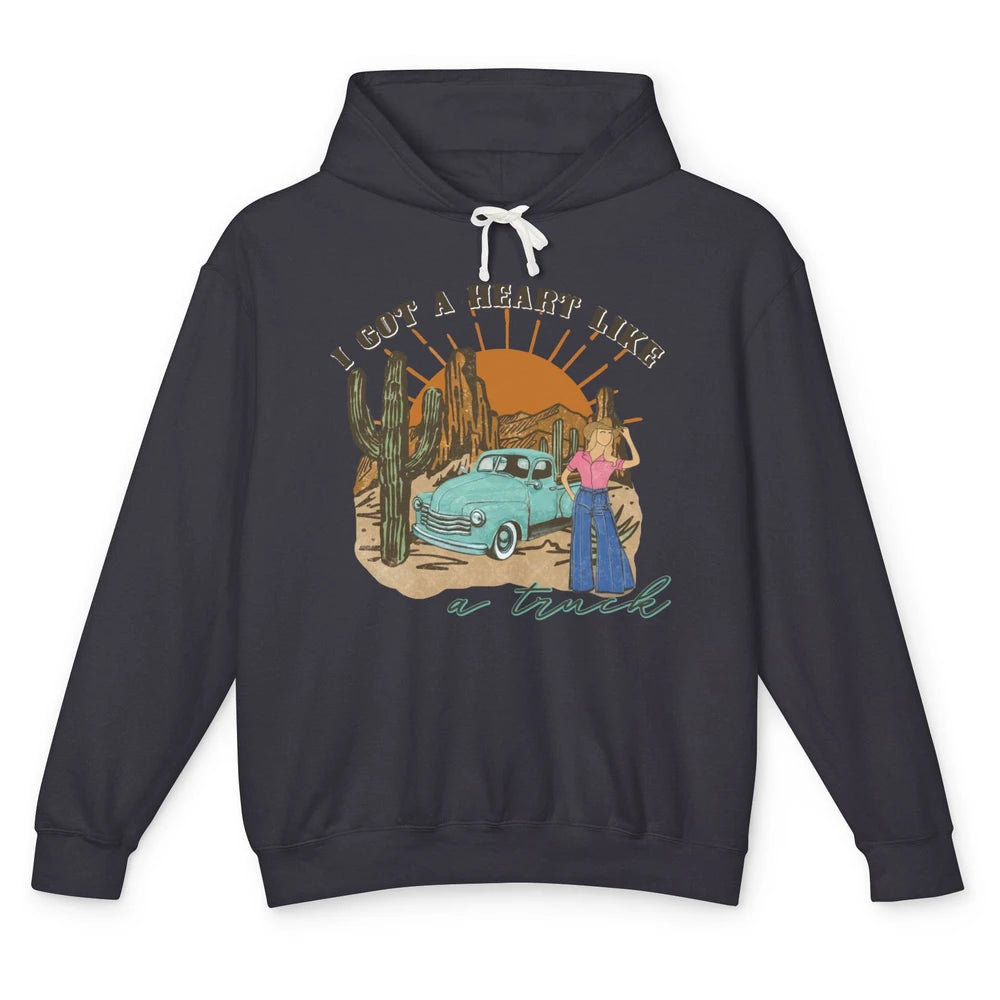 I Got A Heart Like A Truck Western Boho Sunset Girl Desert Unisex Lightweight Hoodie