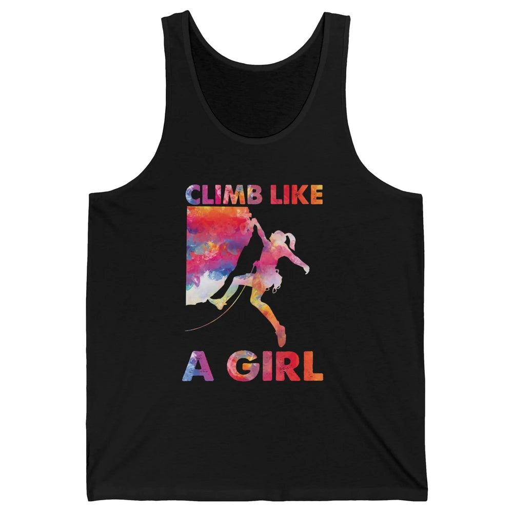 Rock Climbing Climb Like A Girl Watercolor Rock Climbers Unisex Jersey Tank