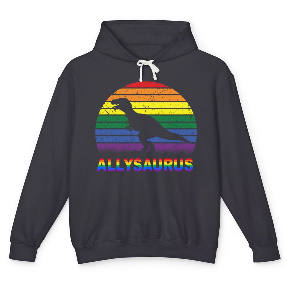 Vintage Allysaurus T-rex Dinosaur LGBT Gay Pride Month Unisex Lightweight Hoodie