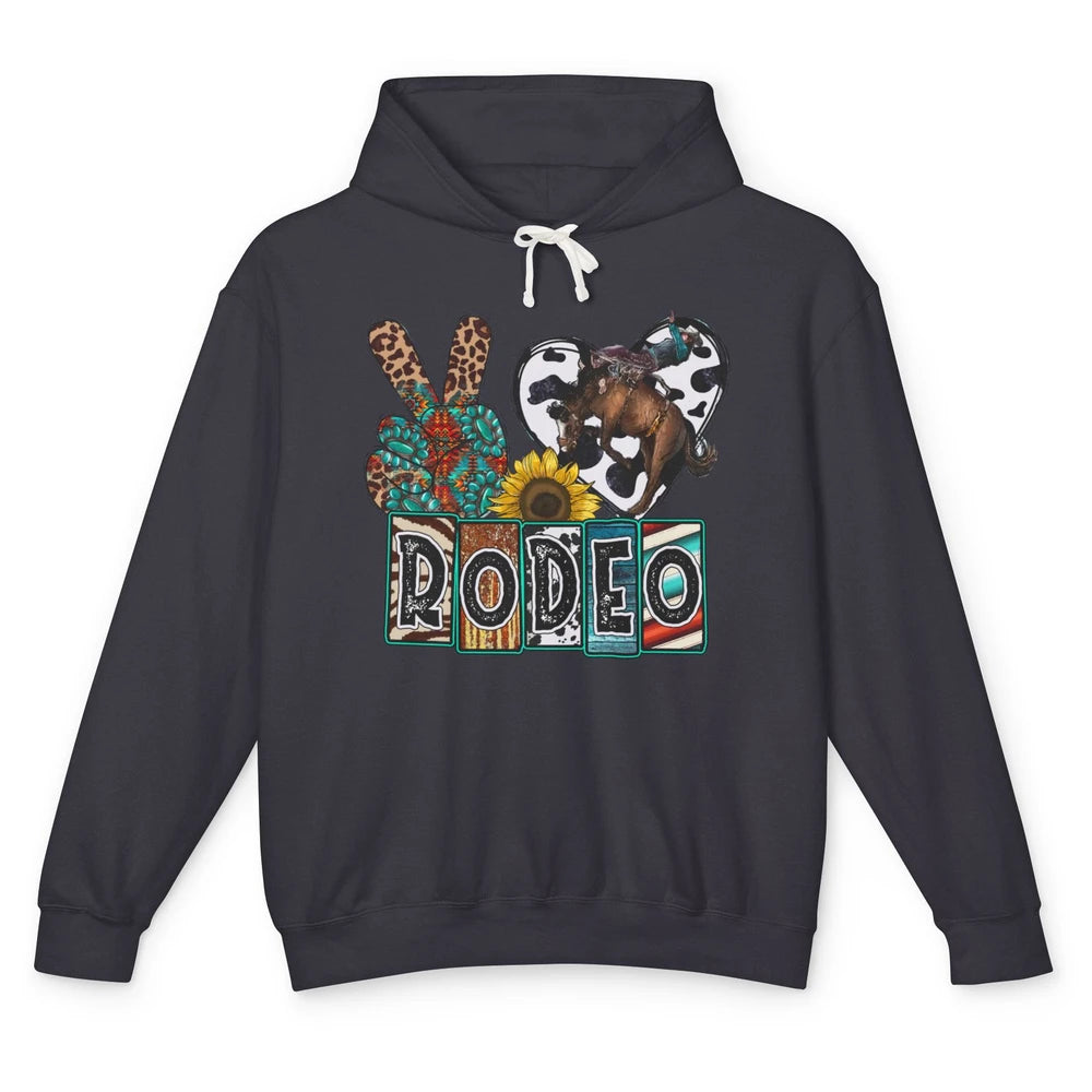 Sunflower Leopard Peace Love Rodeo Cowboy Western Country Unisex Lightweight Hoodie