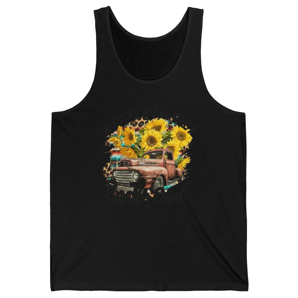 Retro Sunflower Truck Makes Me Wanna Take a Backroad Western Unisex Jersey Tank