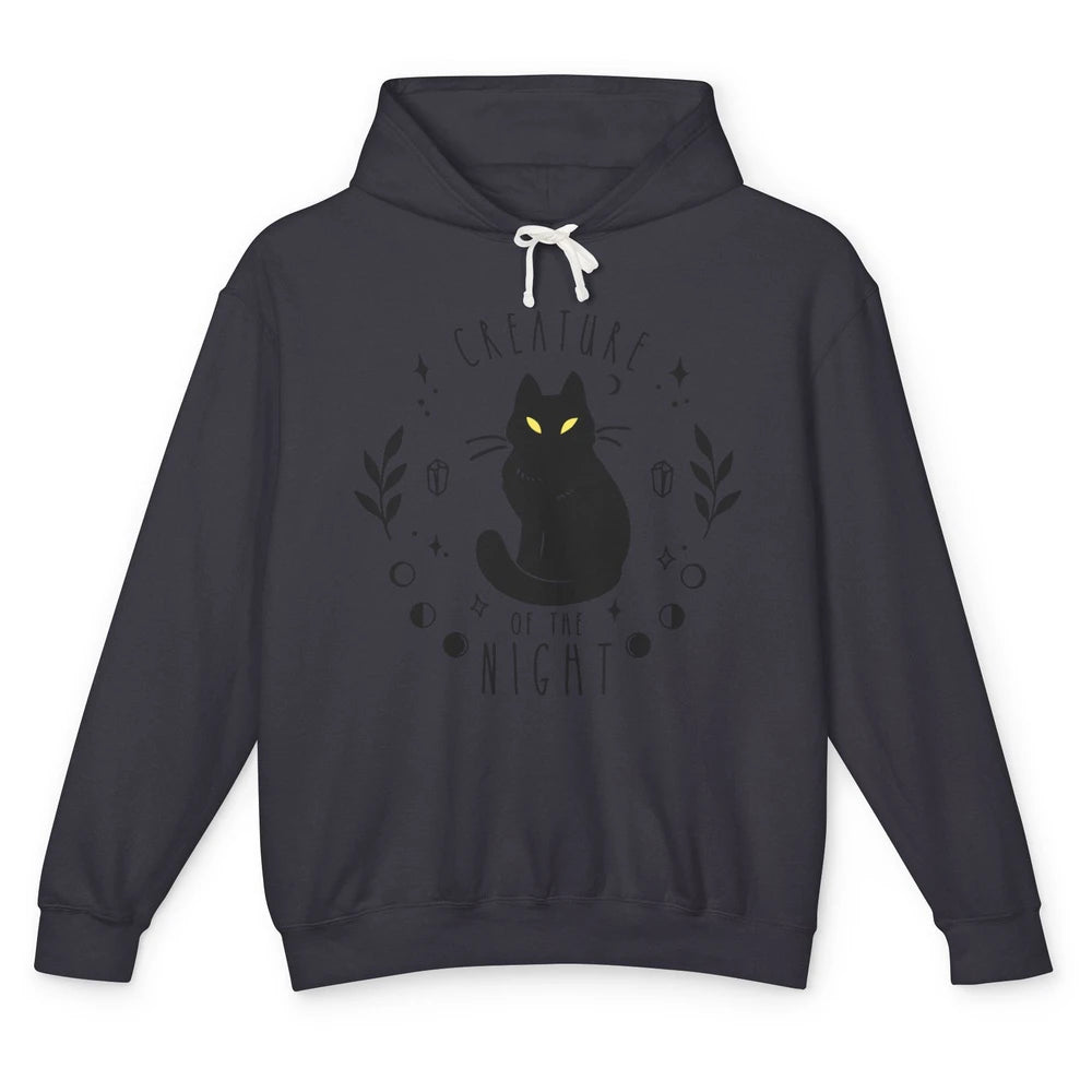 Black Cat Witch Creature Of The Night Halloween Cat Costume Unisex Lightweight Hoodie