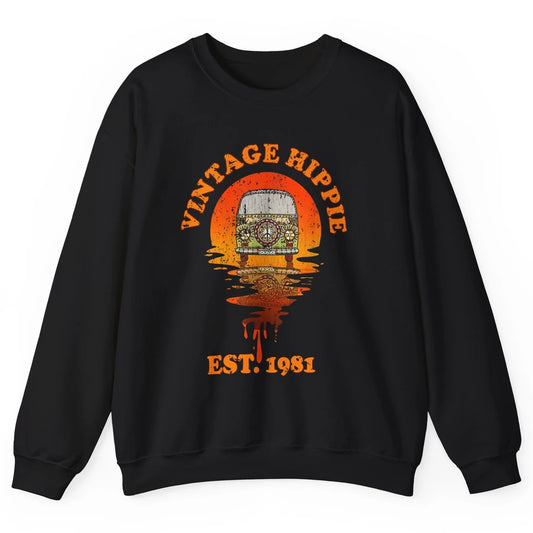 Vintage Hippie 1981 40th Birthday Hippie Van Peace Lovers Unisex Crewneck Sweatshirt