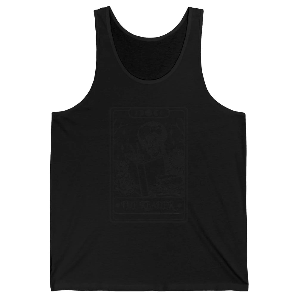 Retro Skeleton The Reader Tarot Card Halloween Romance Book Unisex Jersey Tank