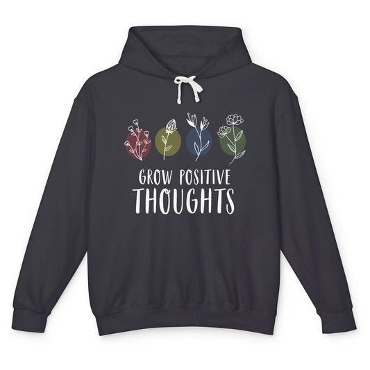 Retro Grow Positive Thoughts Vintage Wildflowers Happy Mind Unisex Lightweight Hoodie