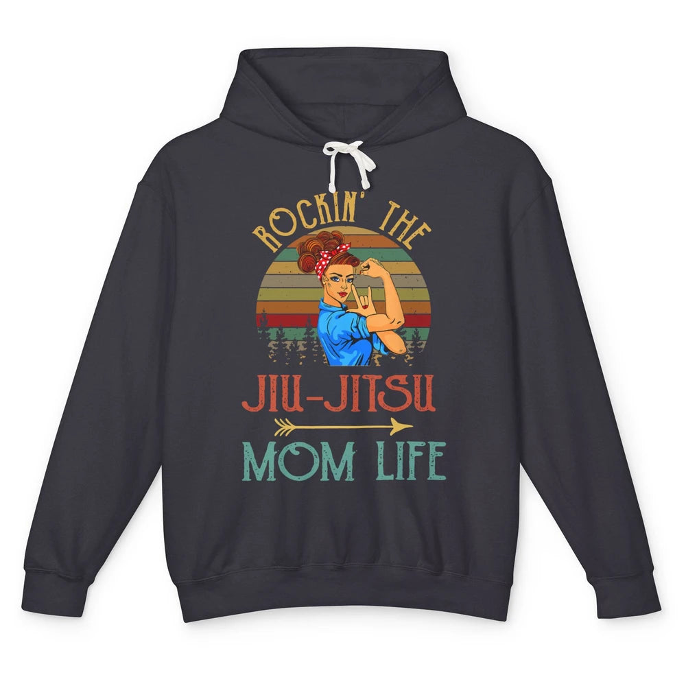 Vintage Messy Bun Jiu Jitsu Mom Life Taekwondo Martial Art Unisex Lightweight Hoodie