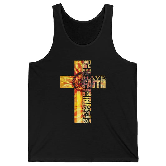 Sunflower Faith Cross Fear No Evil Christian US Flag Unisex Jersey Tank