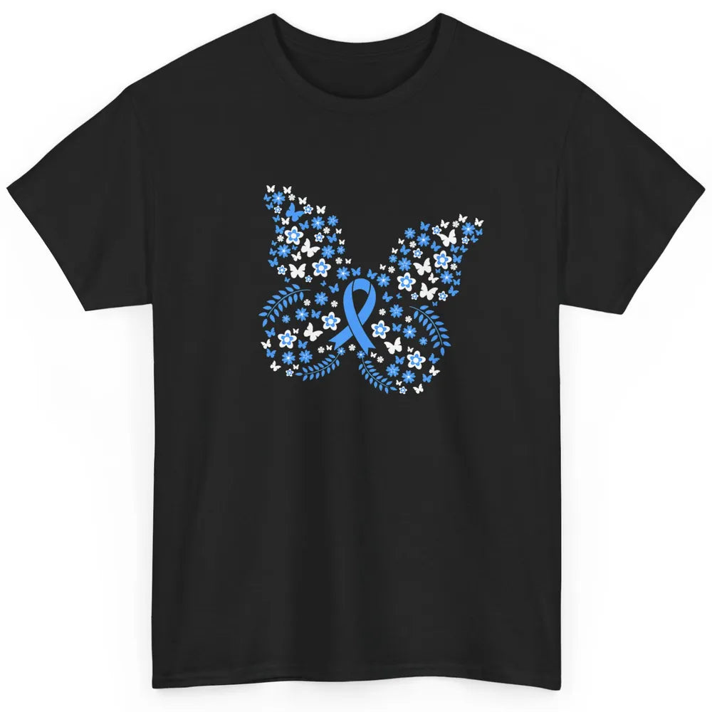 Cool Butterfly Warrior Blue Ribbon Prostate Cancer Awareness Classic Unisex T-Shirt